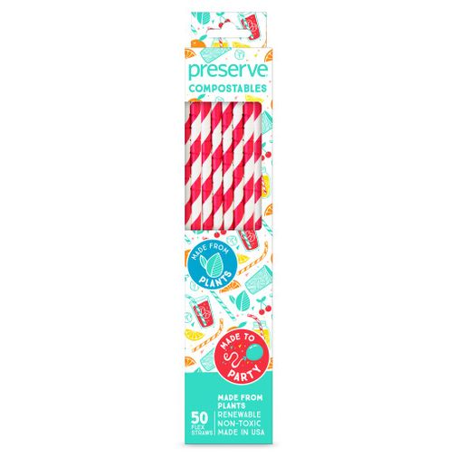 Preserve Straws Compostable Red 50c