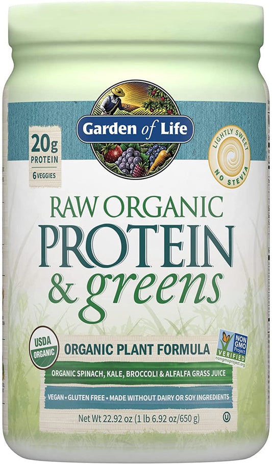 Garden Of Life Raw Organic Protein and Greens Lightly Sweet Powder 651g
