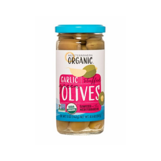Mediterranean Organic Garlic Stuffed Green Olives OG 8.5oz