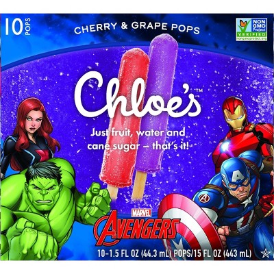 Chloe's Avengers Cherry and Grape Pops 10 c