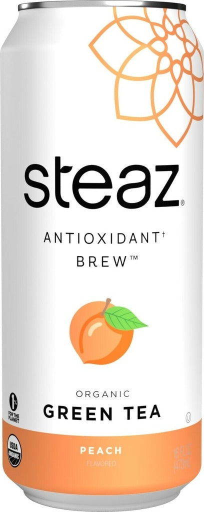 Steaz Organic Iced Green Tea,Peach 16oz