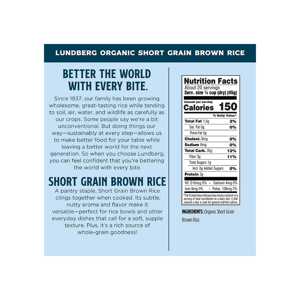 Lundberg Short Grain Brown Rice 2lb