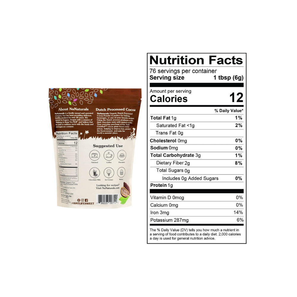 Nunaturals Organic Cocoa Powder 16oz