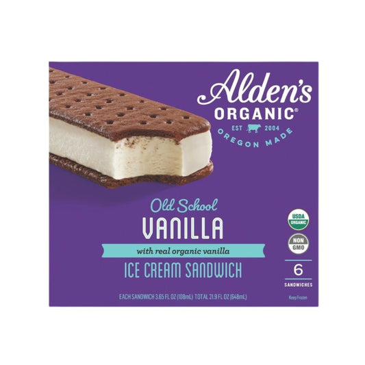 Alden's Organic Old School Vanilla Ice Cream Sandwich 6 c