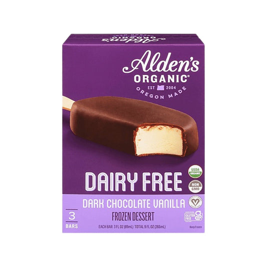 Alden's Organic Dairy Free Dark Chocolate Vanilla Bar 3c